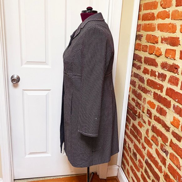 I.E. Woman Black & White Mid-Length Coat - Picture 6 of 8